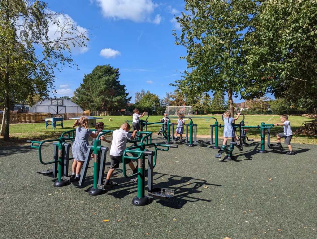 Horsmonden pupils are seen using the outdoor Gym equipment on the academy grounds.