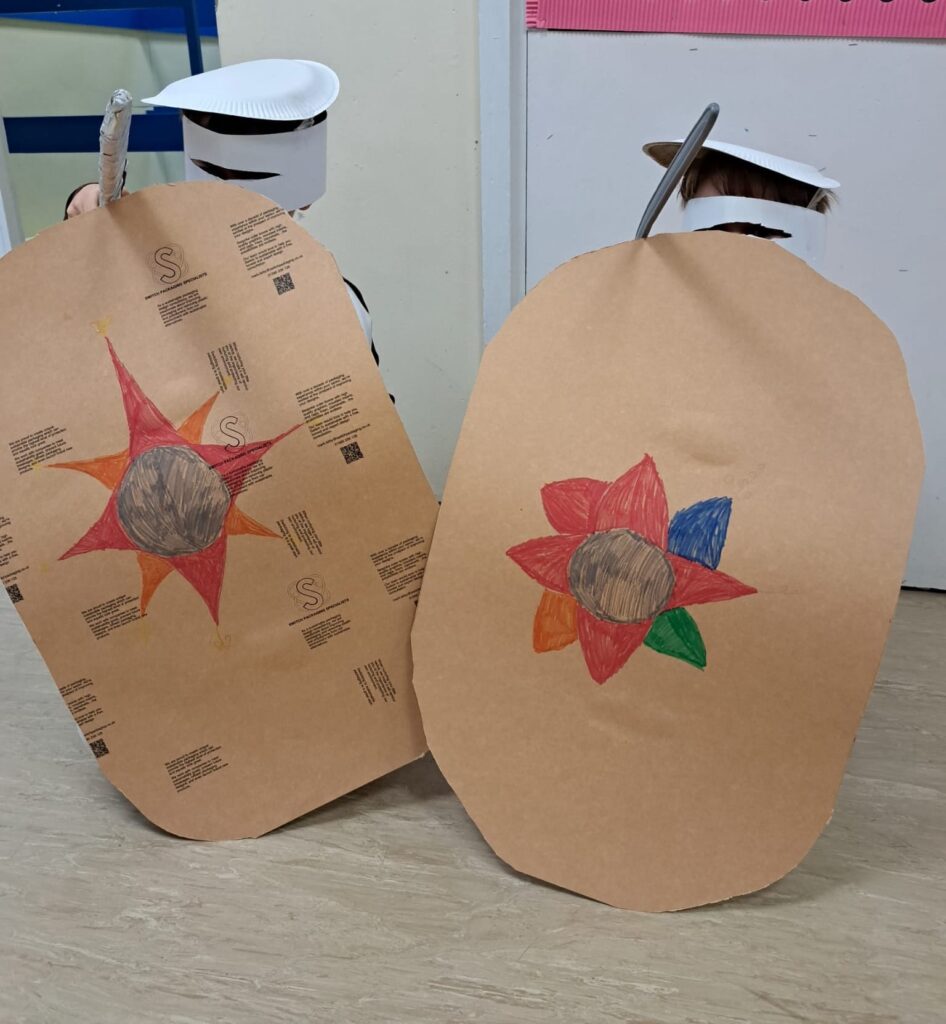 2 shields made by the students